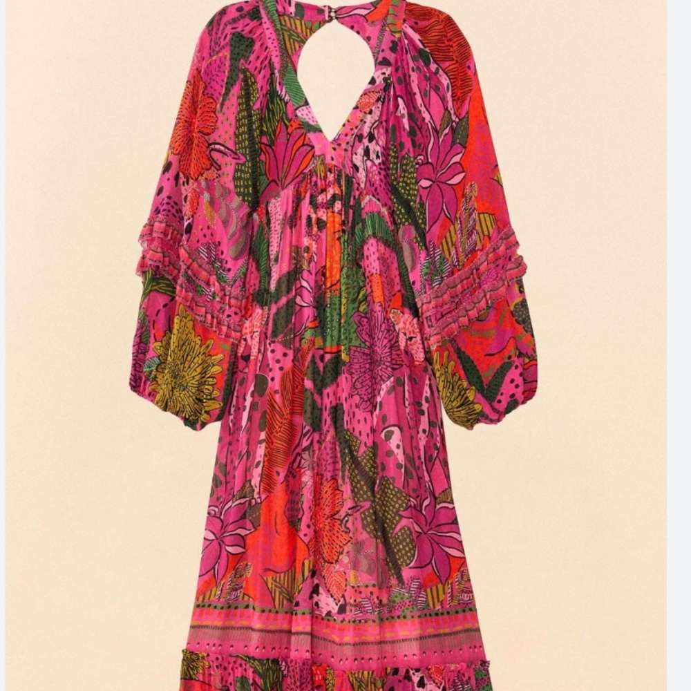 Anthropologie farm rio cool leopard dress xs